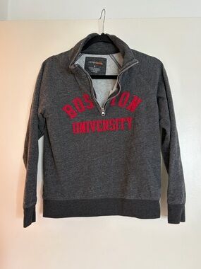 Camp David Gray Quarter-Zip Boston University Sweatshirt